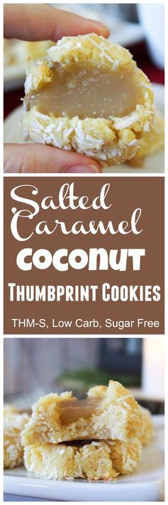 Salted Caramel Coconut Thumbprint Cookies (THM-S, Low Carb, Sugar Free