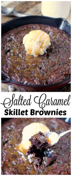 Salted Caramel Skillet Brownies