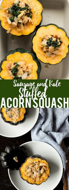 Sausage and Kale Stuffed Acorn Squash