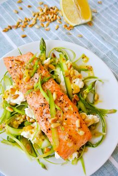 Shaved asparagus salad with salmon