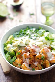 Shrimp and Avocado Salad with Miso Dressing