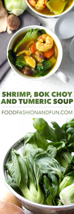 Shrimp Bok Choy and Tumeric Soup