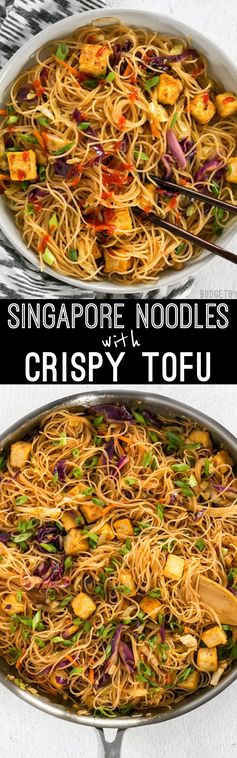 Singapore Noodles with Crispy Tofu