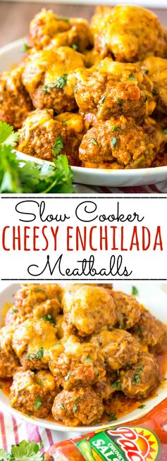 Slow Cooker Cheesy Enchilada Meatballs