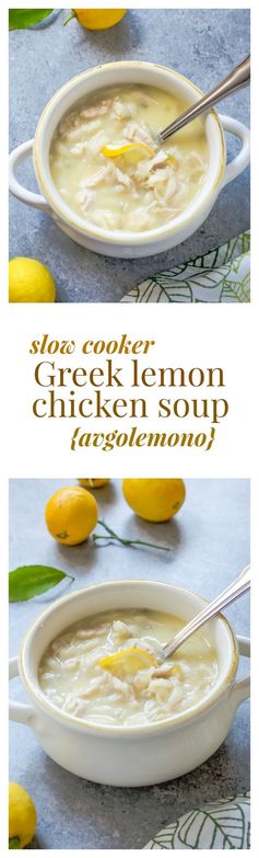 Slow Cooker Greek Lemon Chicken Soup (Avgolemono