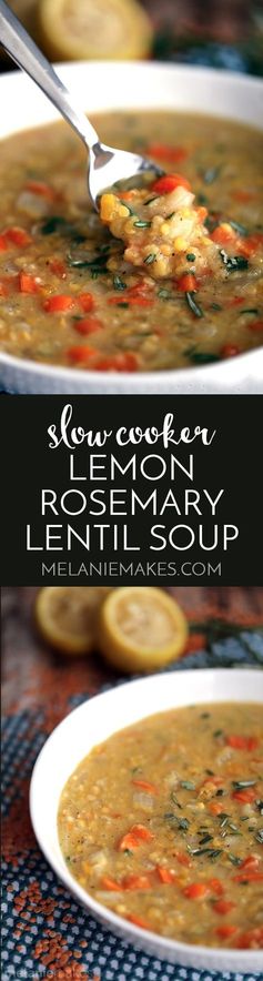 Slow Cooker Lemon Rosemary Lentil Soup