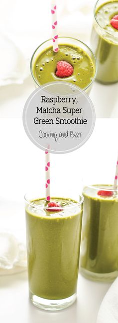 Smoothie Week: Raspberry, Matcha Super Green Smoothie