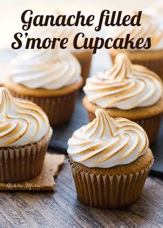 S'more Cupcakes - Marshmallow topped ganache filled graham cracker cupcakes