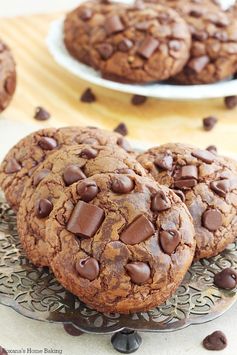 Soft and chewy triple chocolate fudge cookies