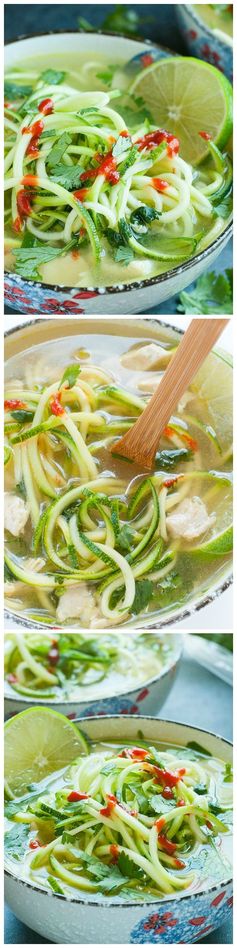 Spicy Sriracha Lime Chicken Zoodle Soup