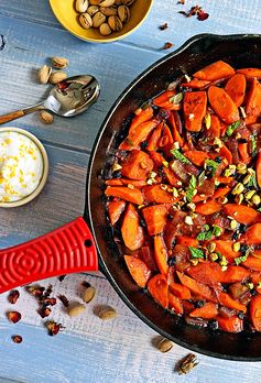 Spicy Uzbeki Carrots with Currants, Goji Berries and Pistachios