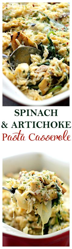 Spinach and Artichoke Pasta Alfredo Casserole