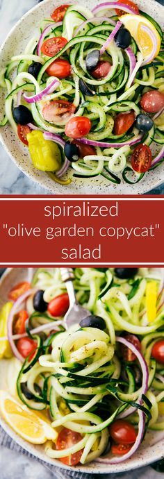 Spiralized Cucumber Salad with Olive Garden Dressing Copycat