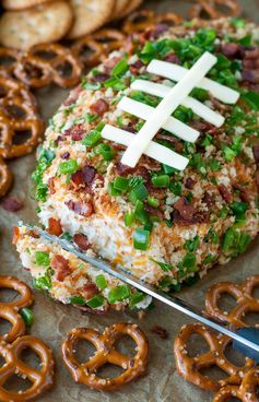 SUPER Easy Bacon Cheddar Football Cheese Ball