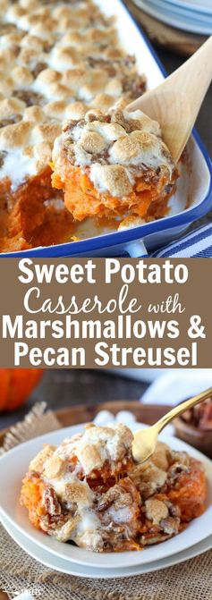 Sweet Potato Casserole with Marshmallow & Pecan Streusel