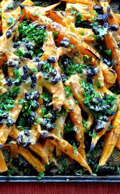 Sweet Potato Nachos with Smoked Cheddar and Black Beans