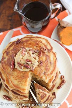 Sweet Potato Pecan Pancakes with Praline Butter