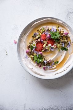 Sweet strawberry and rosewater labneh bowl