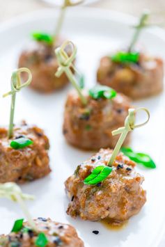 Tamari Turkey Meatballs with Maple Tahini Glaze