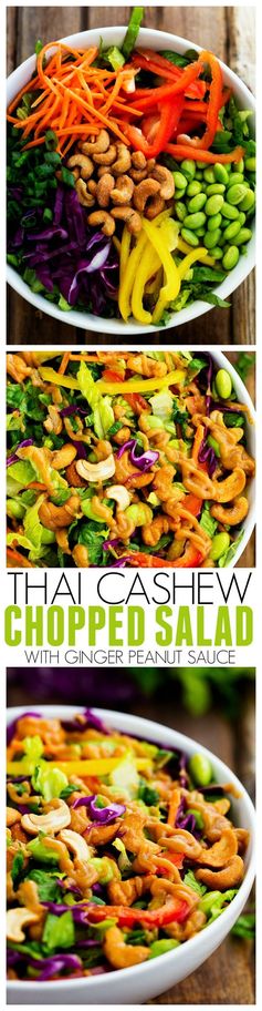 Thai Cashew Chopped Salad with a Ginger Peanut Sauce