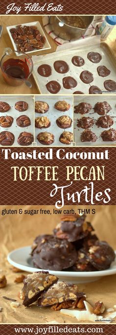 Toasted Coconut Toffee Pecan Turtles