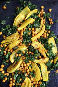 Turmeric Roasted Fennel, Chickpeas and Kale Salad