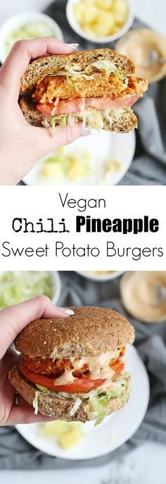 Vegan Chili Pineapple Sweet Potato Burgers