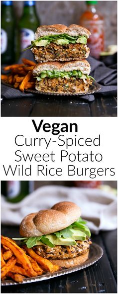 Vegan Curry-Spiced Sweet Potato & Wild Rice Burgers