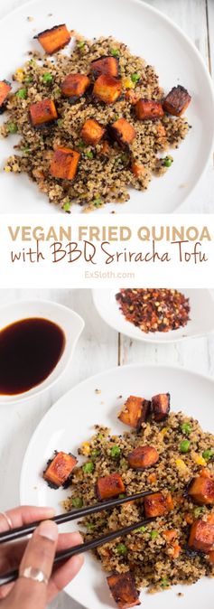 Vegan Fried Quinoa with BBQ SrirachaTofu