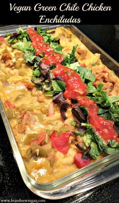 Vegan Green Chile Chicken Enchiladas