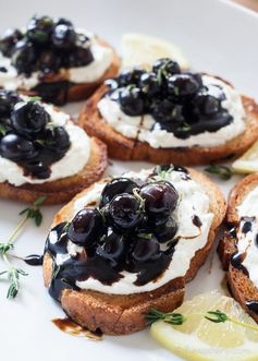 Whipped Goat Cheese and Blueberry Balsamic Crostini