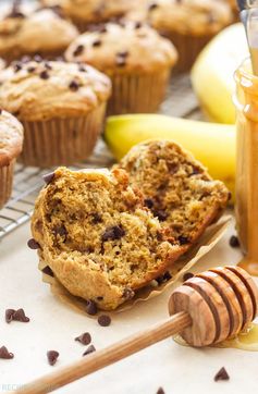 Whole Wheat Peanut Butter Banana Chocolate Chip Muffins