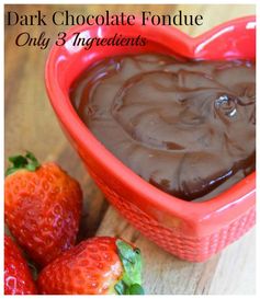 3 Ingredient Dark Chocolate Fondue with Strawberries