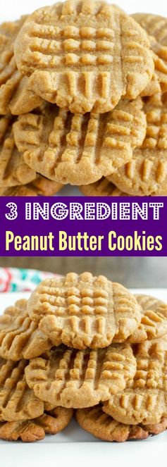 3 Ingredient Peanut Butter Cookies (Gluten Free