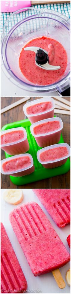 3 Ingredient Strawberry Banana Popsicles