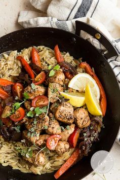 30 minute Greek Chicken and Orzo Pot