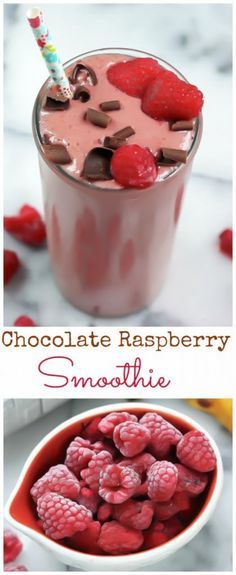 4 Ingredient Chocolate Raspberry Smoothie (Skinny, Vegan, Gluten Free