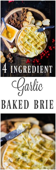 4 Ingredient Garlic Baked Brie (15 Minute Appetizer!