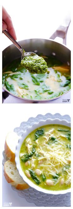 5-Ingredient Pesto Chicken Soup