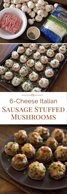 6 Cheese Italian Sausage Stuffed Mushrooms