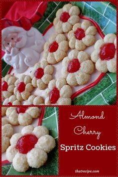 Almond Cherry Spritz Cookies