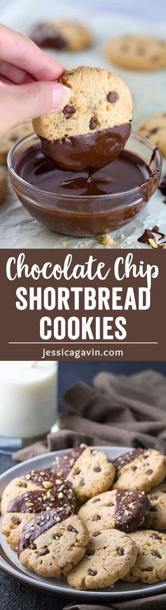 Almond Chocolate Chip Shortbread Cookies