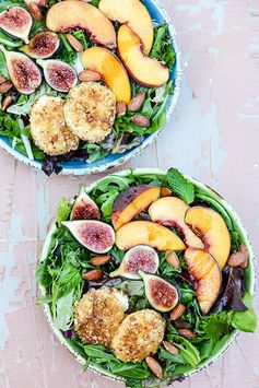 Almond-Crusted Goat Cheese, Peach and Fig Salad