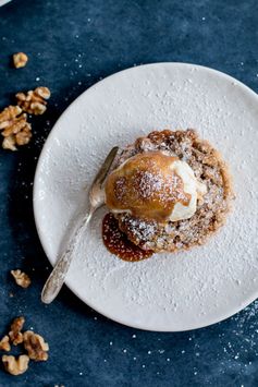 Apple & Walnut Crumble Tart with Miso Butterscotch Ice Cream