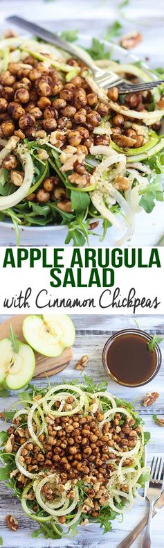 Apple Arugula Salad with Cinnamon Roasted Chickpeas