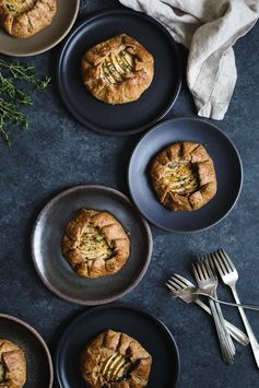 Apple, Cheddar, & Caramelized Onion Galettes with Gluten-free Buckwheat Crust