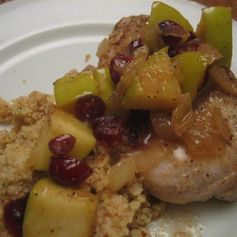 Apple Cranberry Pork Chops with Whole Wheat Couscous