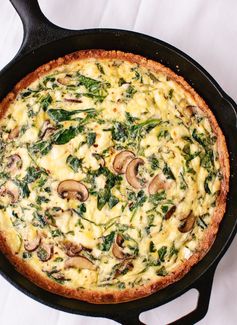 Arugula and Cremini Quiche with Gluten-Free Almond Meal Crust