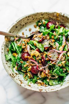 Arugula Salad with Grapes and Black Pepper Vinaigrette