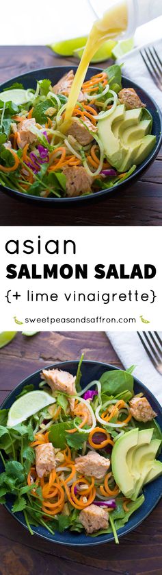 Asian Salad with Salmon, Ginger, and Lime Dressing